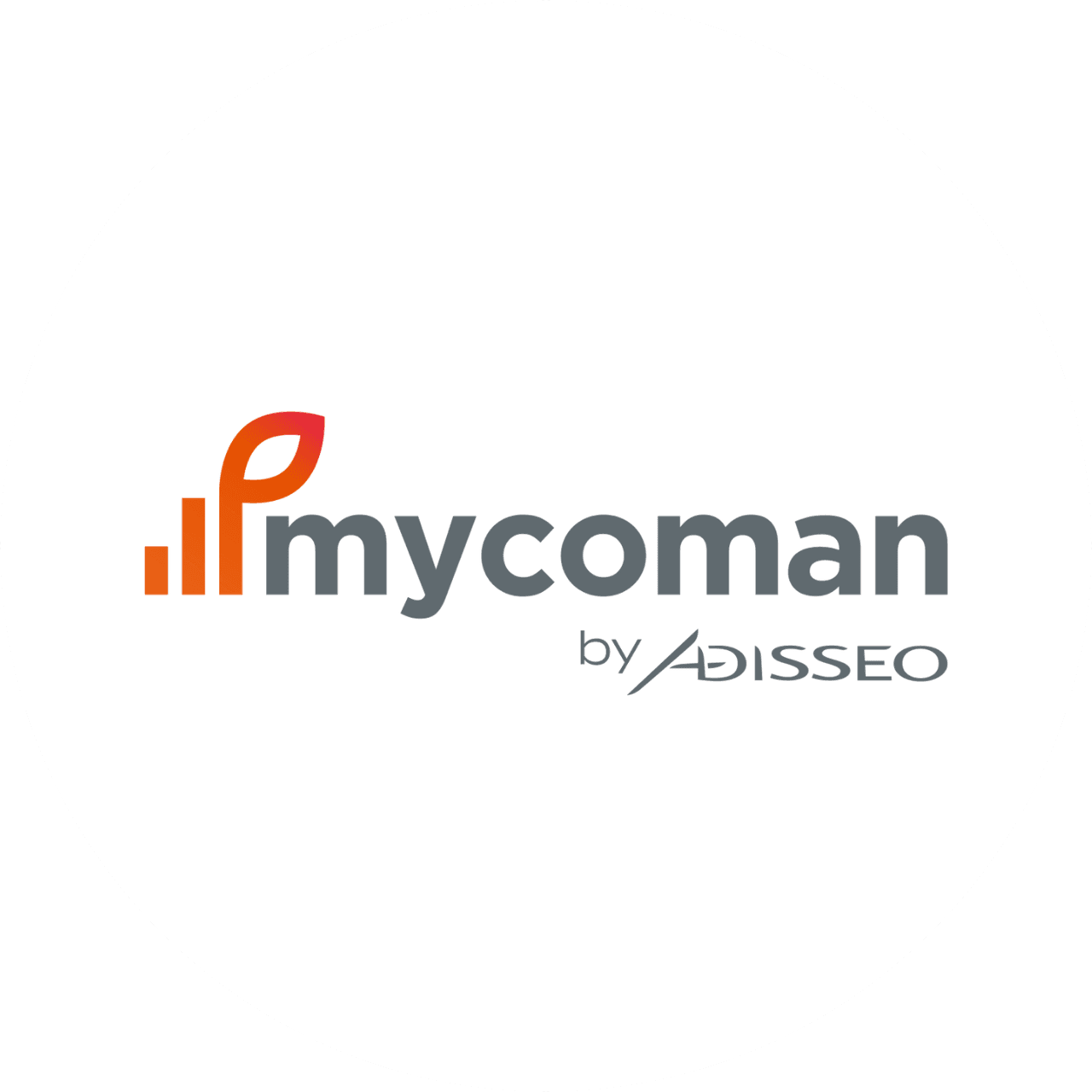 Logo Mycoman by Adisseo avec une icône orange stylisée représentant une feuille et un texte gris.