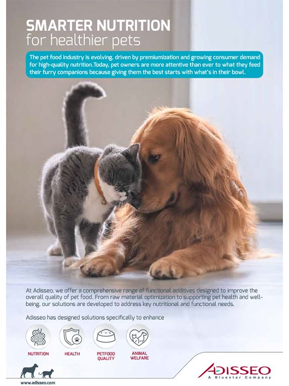 Un golden retriever et un chat gris se blottissent l'un contre l'autre, avec la mention « Smarter Nutrition » pour les animaux de compagnie.