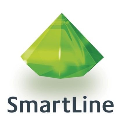 Logo SmartLine représentant une pierre précieuse facettée d'un vert éclatant.