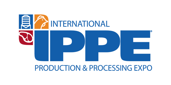 Logo for International Production & Processing Expo, featuring abstract poultry and meat symbols.